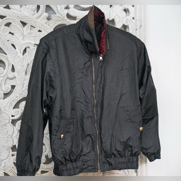 Vintage Chilli Pepper Reversible Jacket Size Medium Black Red Gold Metallic - Picture 3 of 5